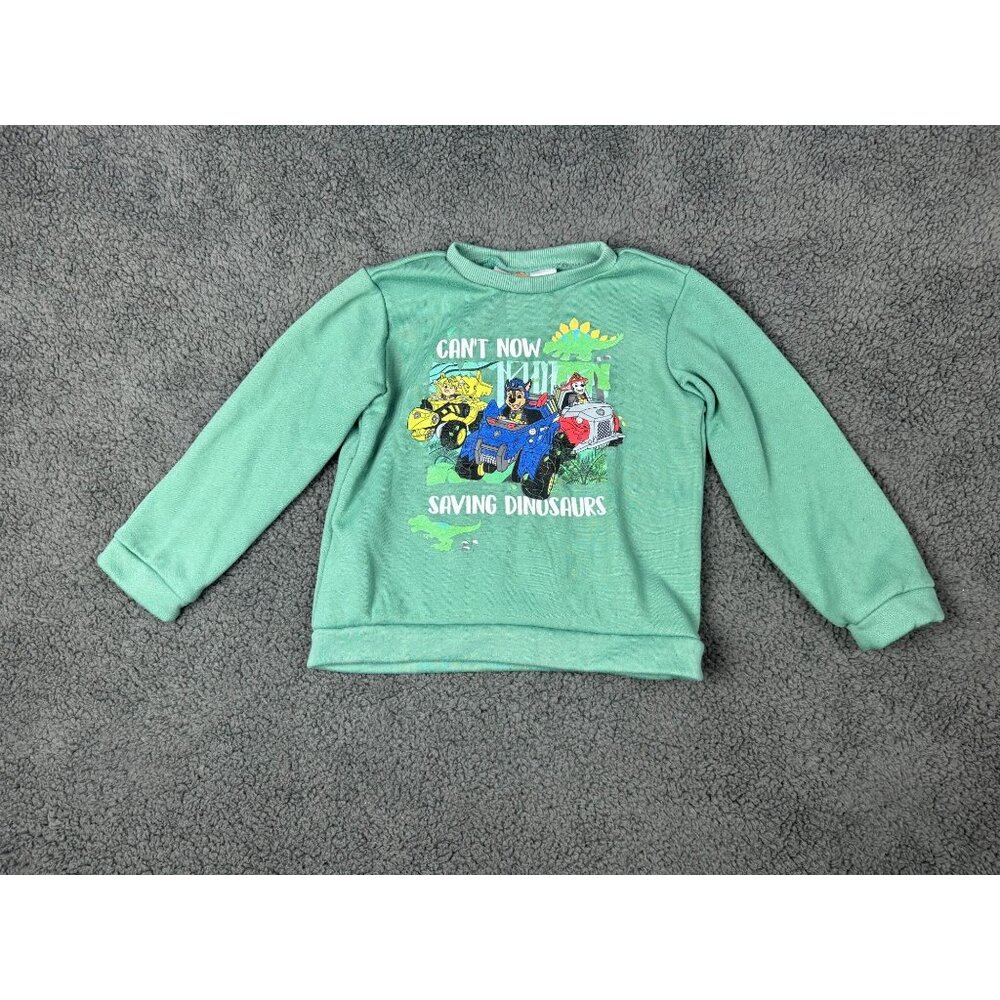 Nickelodeon Paw Patrol Boys 6 Green Sweatshirt Saving Dinosaurs Pullover